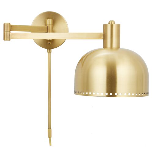 Theo Dome Adjustable Plug-In Wall Sconce, Brass~P77570802