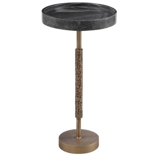 Soleil Marble Accent Table, Brass/Black