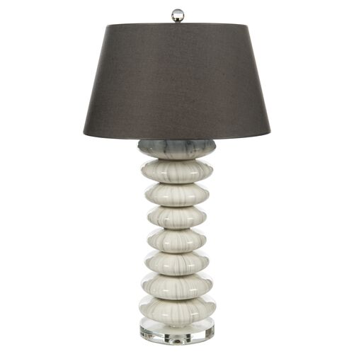 Balancing Act Couture Table Lamp, Gray Faux Marble 
