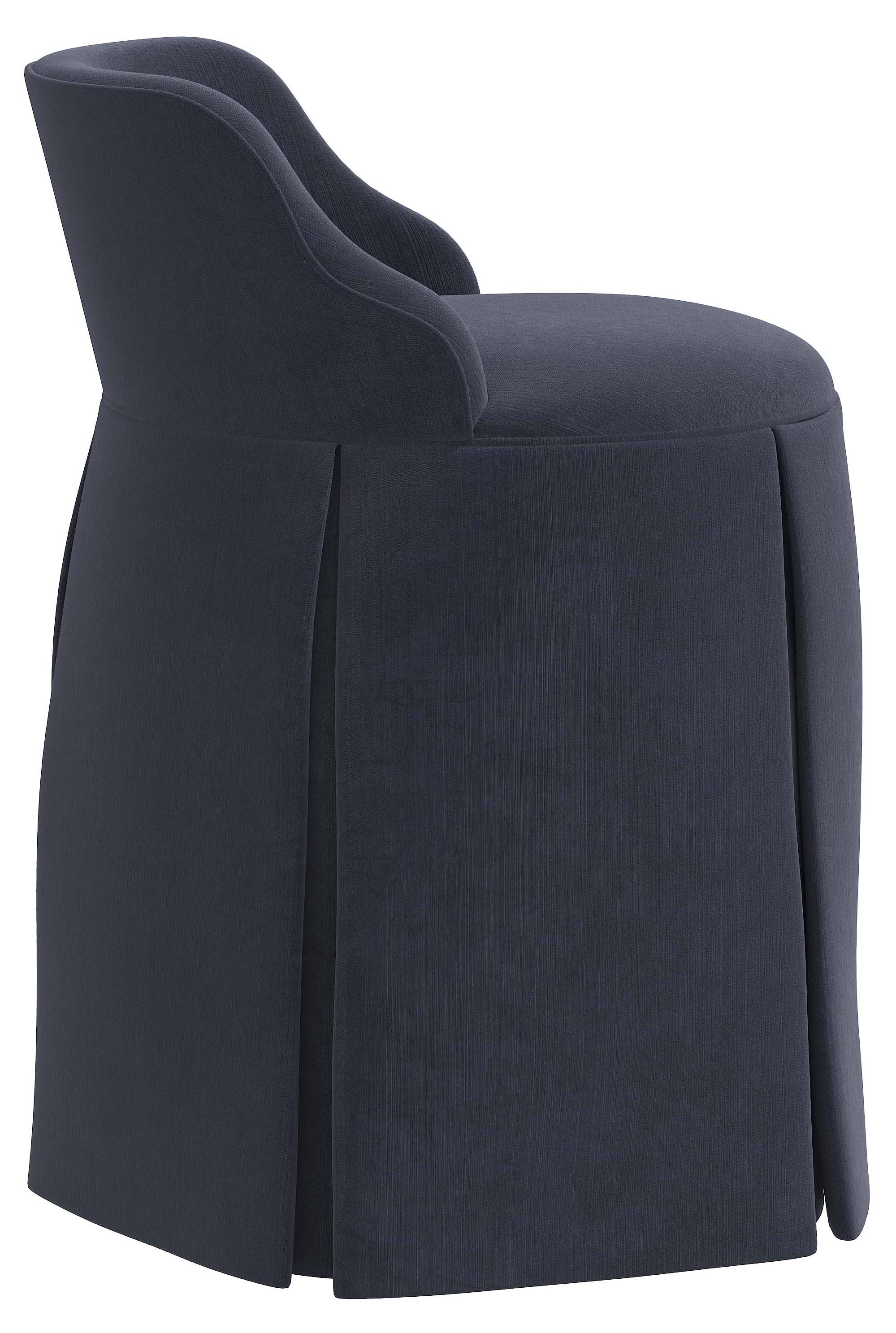 blue velvet dressing table chair Blue Makeup Vanity Chair 360 Swivel Chair Vanity Stool w/ Butterfly Back and Bow Pillow for Dressing Table Home Office LFP366917