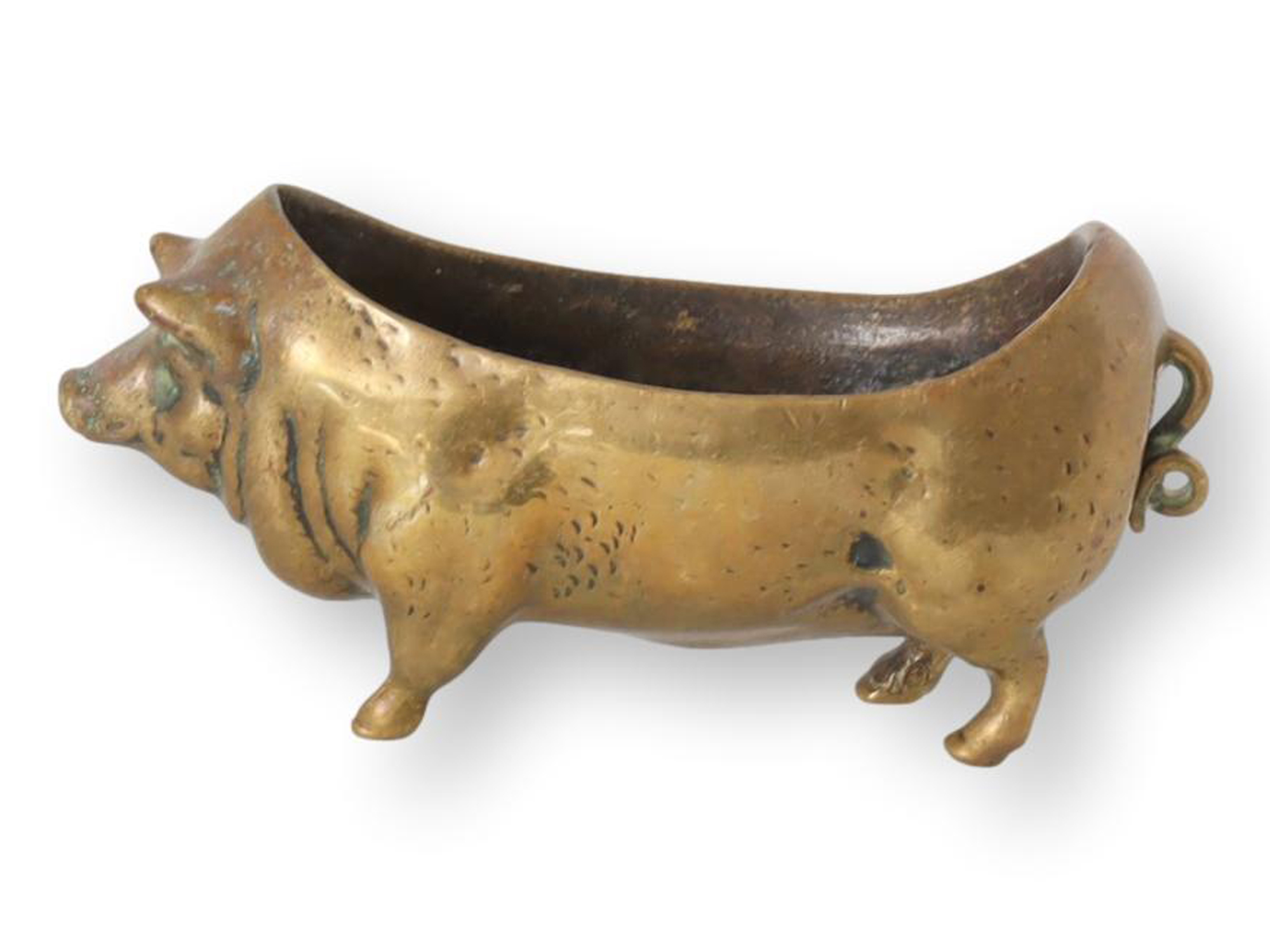 Antique English Brass Pig Trinket Holder~P77687468