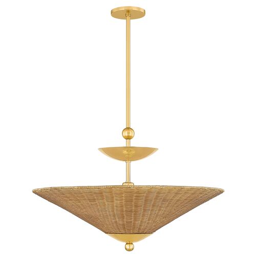 Perilla Wicker Pendant, Natural/Aged Brass Perilla Wicker Pendant, Natural/Aged Brass