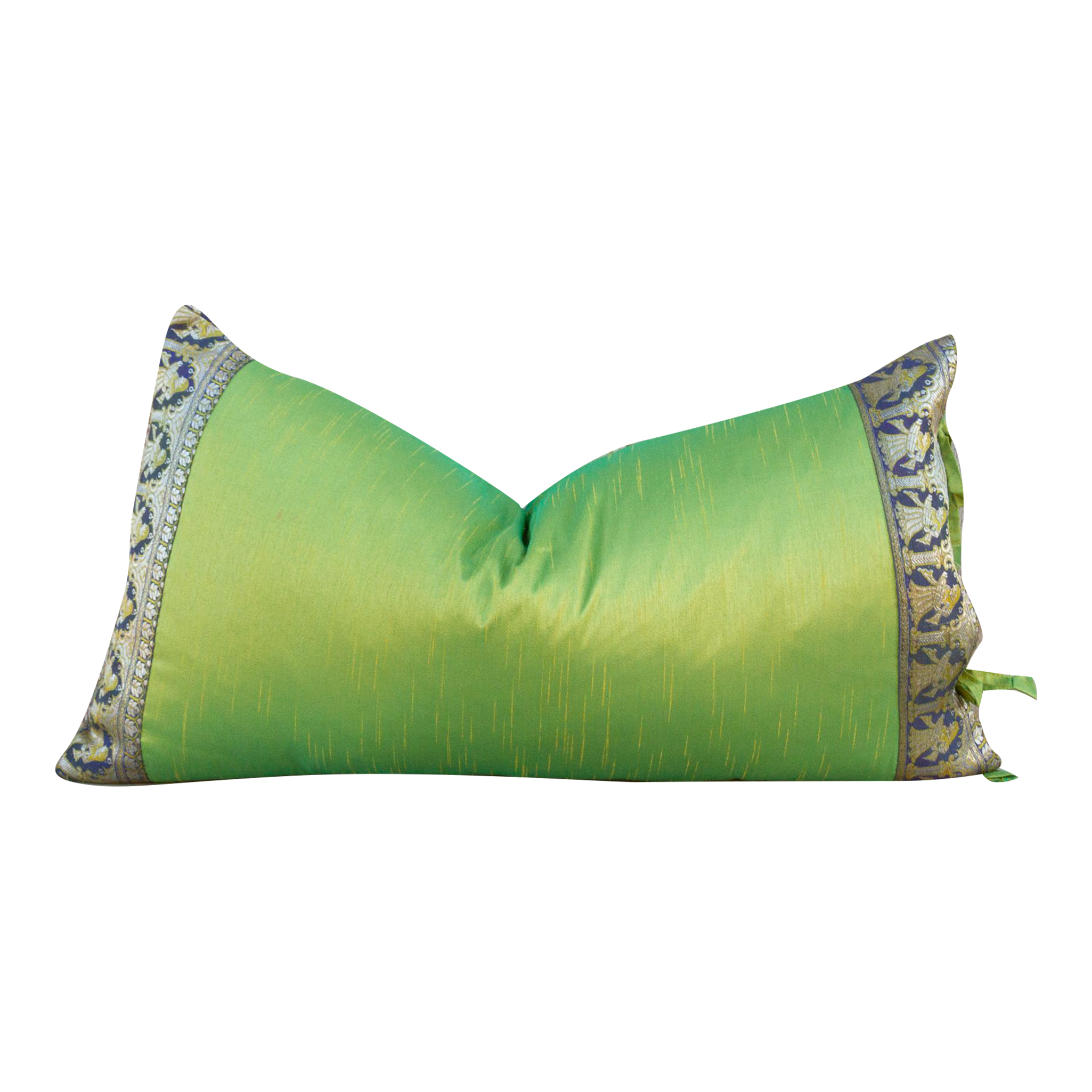 Lime Green Festive Indian Silk Pillow~P77649897