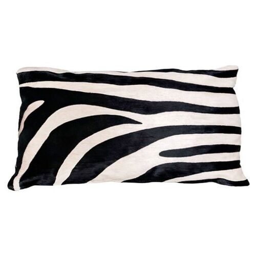 Zebra Hide Lumbar Pillow, Black/White~P76321447