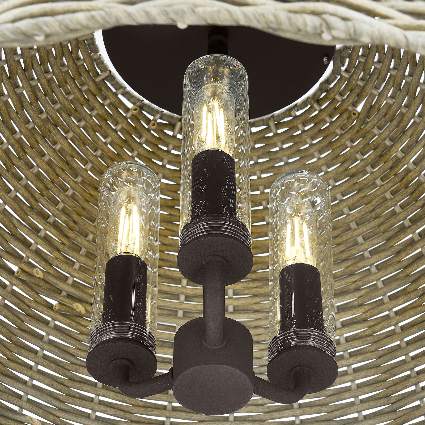 Hue Faux Rattan Outdoor Pendant, Textured Bronze | One Kings Lane