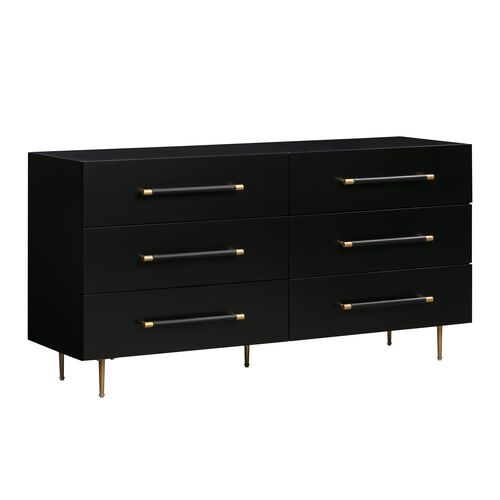 Aria 6-Drawer Dresser, Black/Gold~P77606692