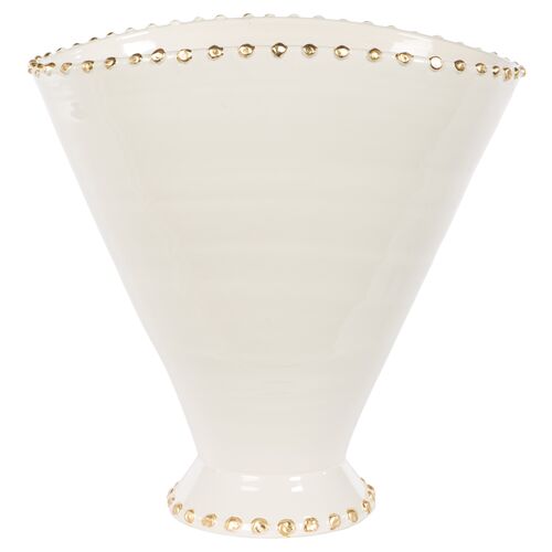 Button Large Vase, Cream/Gold~P77358643