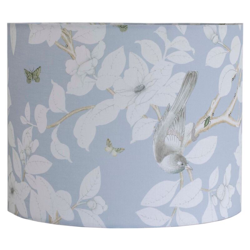 Chinoiserie Lampshade, Pale Blue Linen