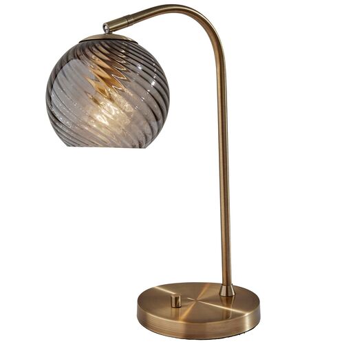 Bennett Globe Desk Lamp, Antique Brass/Smoked Glass