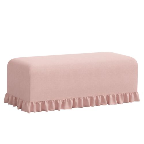 Maggie Ruffle Slipcover Backless Dining/Accent Bench, Linen Maggie Ruffle Slipcover Backless Dining/Accent Bench, Linen