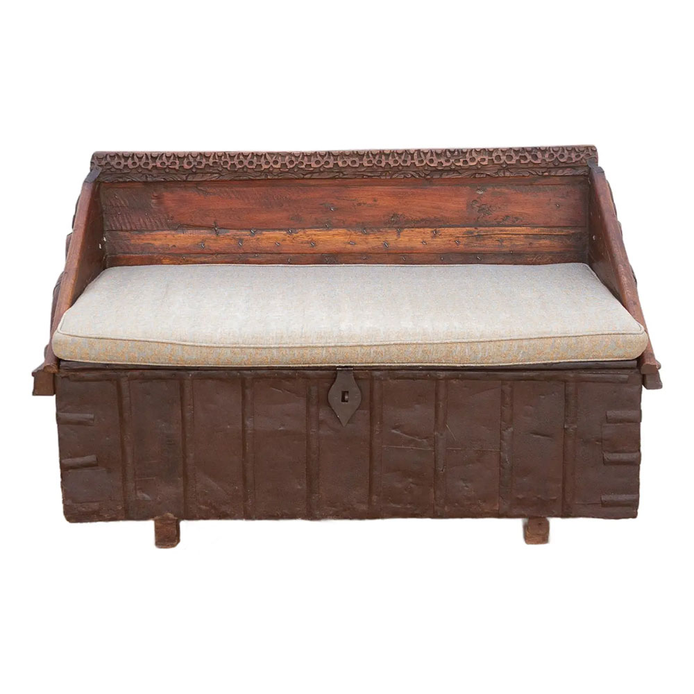 Antique Rajasthani Carved Box Bench~P77752601