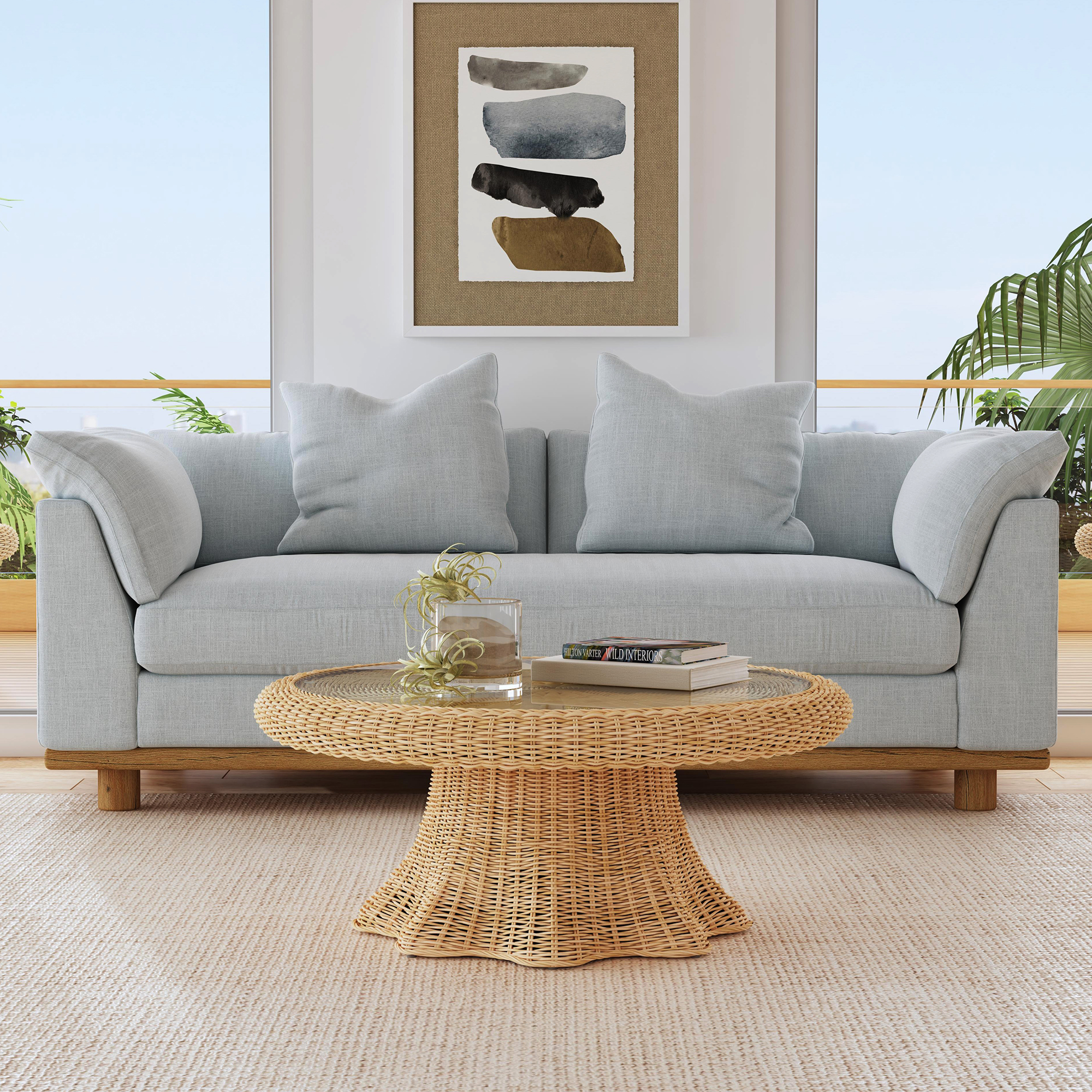 Sunny Scallop Rattan Coffee Table, Natural | One Kings Lane