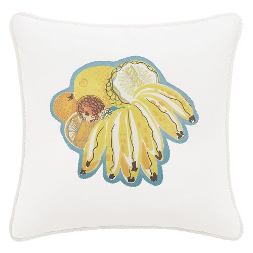 Calypso Banana Print Pillow, White/Multi