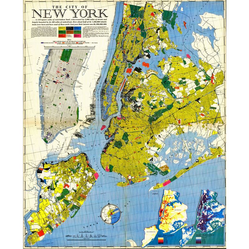 Nyc Land Use Map Prints With A Past - New York City, 1939 Land Use Map | One Kings Lane