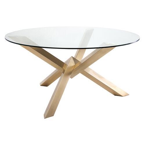 Costa 60" Dining Table, Clear/Gold~P76768365