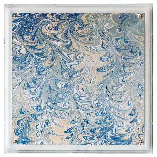 Vintage Italian Blue Scarf Print, 20" x 20"