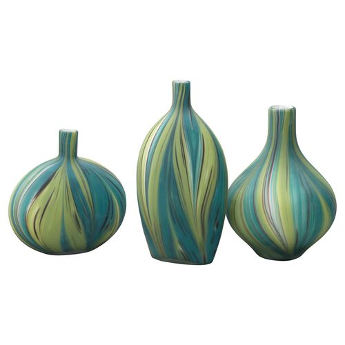 Asst. of 3 Stream Vases, Green/Blue~P61334496
