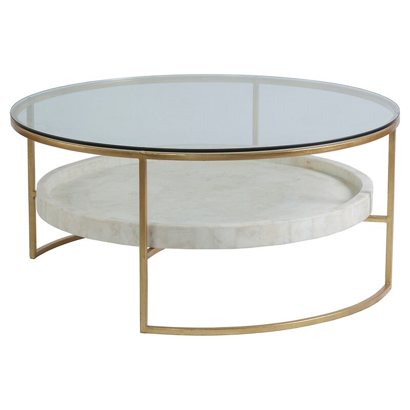 Cumulus Round Coffee Table, White/Gold