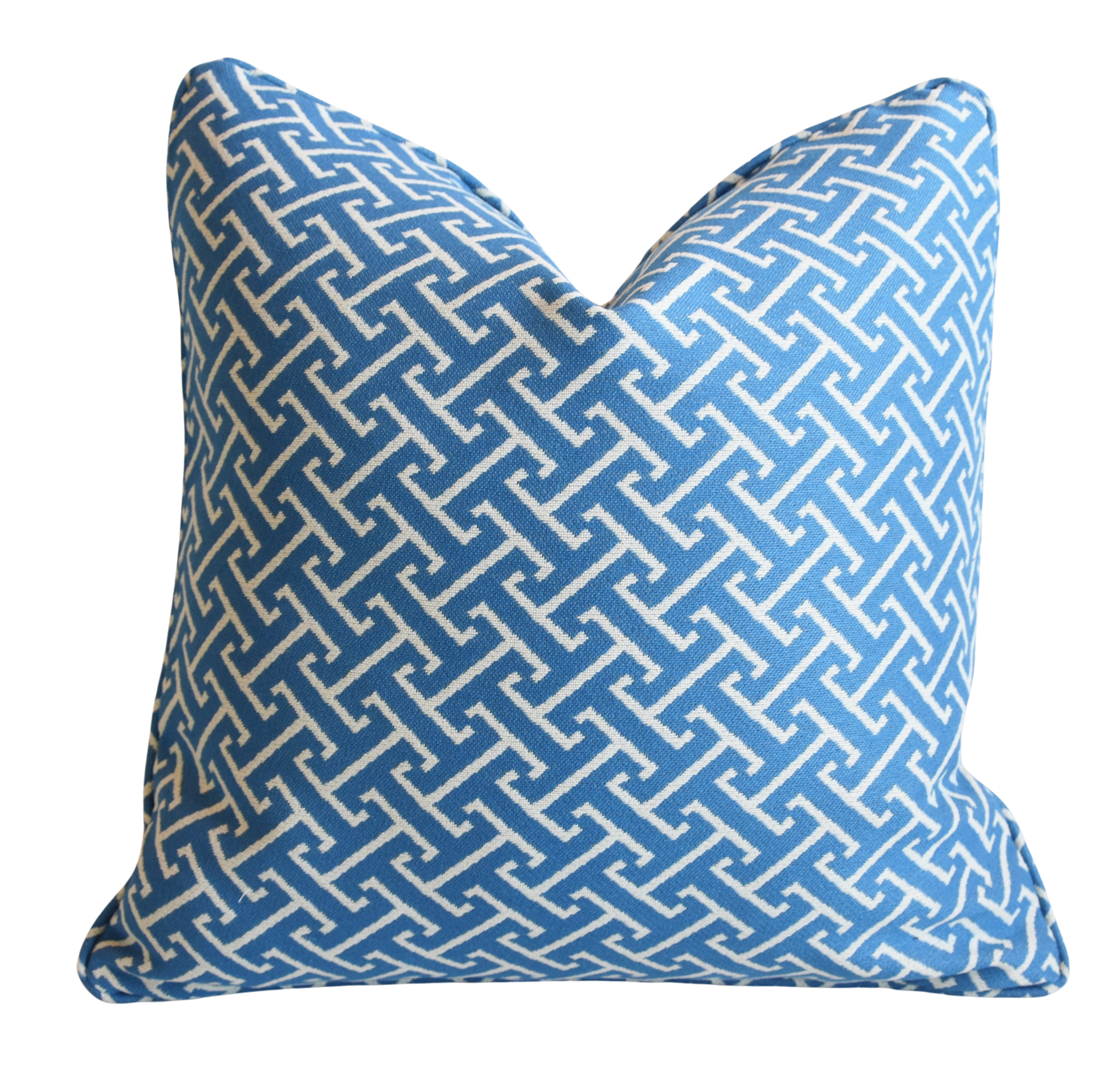 Blue & White Geometric Pillow~P77686817