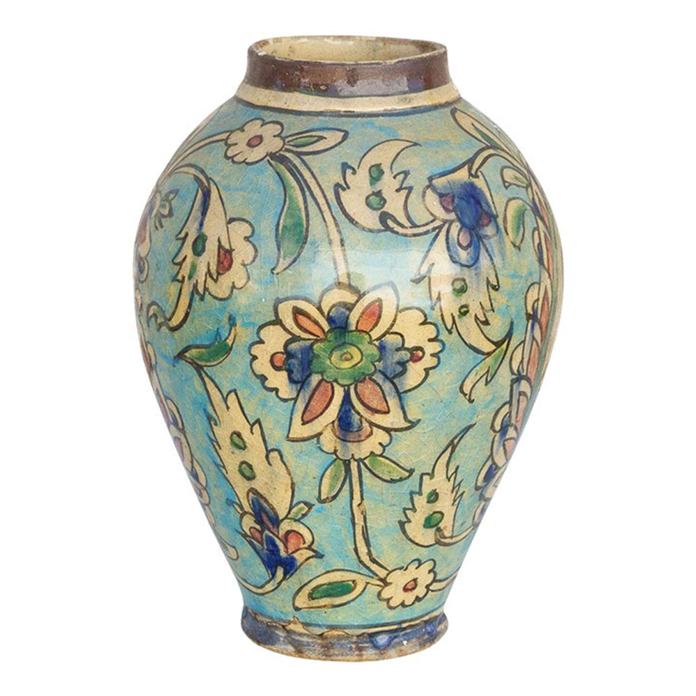 Rare Mughal Empire Style Glazed Blue Jar~P77645910