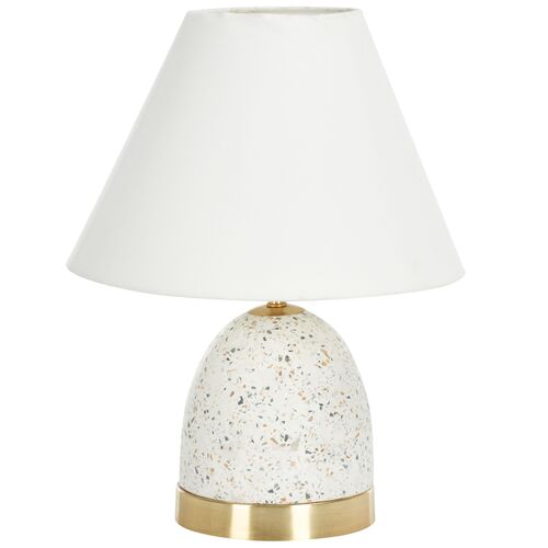 Vella 16" Terrazo Table Lamp, White/Gold