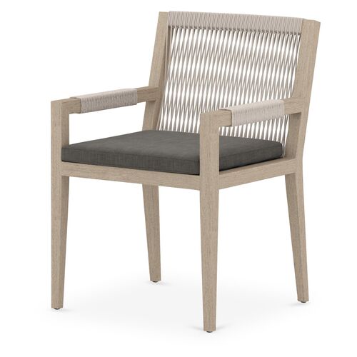 Gabbi Outdoor Dining Chair, Washed Brown/Charcoal~P77593054