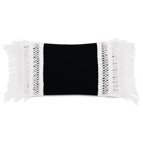 Callie 13x22 Outdoor Lumbar Pillow, Black/White~P77646570