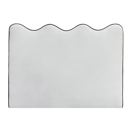 Hayes Wave Headboard, Performance Linen/Contrast Welt