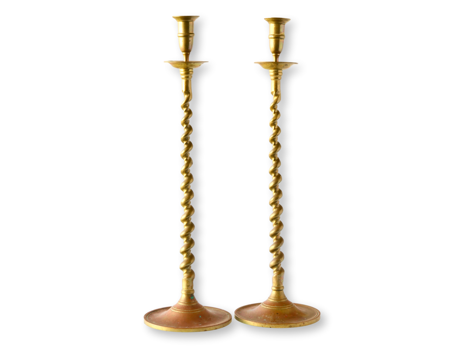 Oversized Brass Twist Candlesticks~P77731505