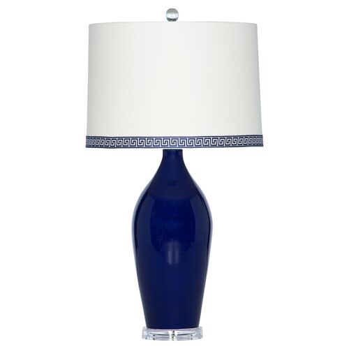 Rosalie Greek Key Table Lamp, Blue Glaze~P77414291