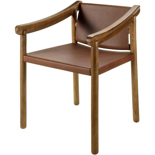 Roselani Leather Dining Chair, Brown