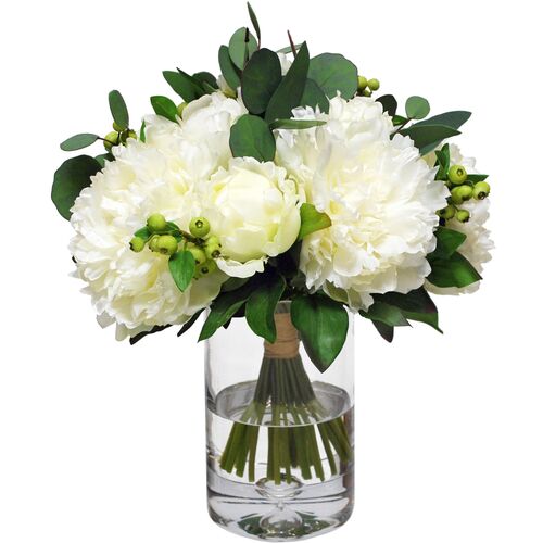 16" Peony Bouquet in Vase, Faux~P77646895