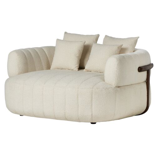 Riley Media Lounger, Snow Boucle