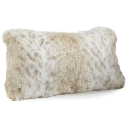 Cece 12x22 Faux Fur Lumbar Pillow, Lynx~P77618534