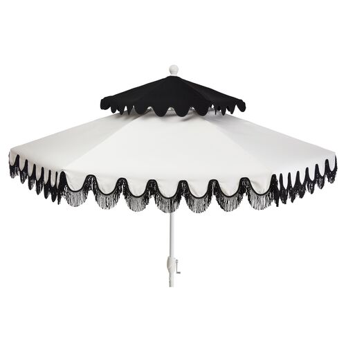 Ginnny Two-Tier Patio Umbrella, Black/White~P77524341