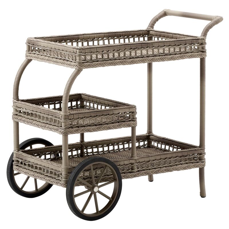 James Outdoor Bar Cart, Antiqued Brown
