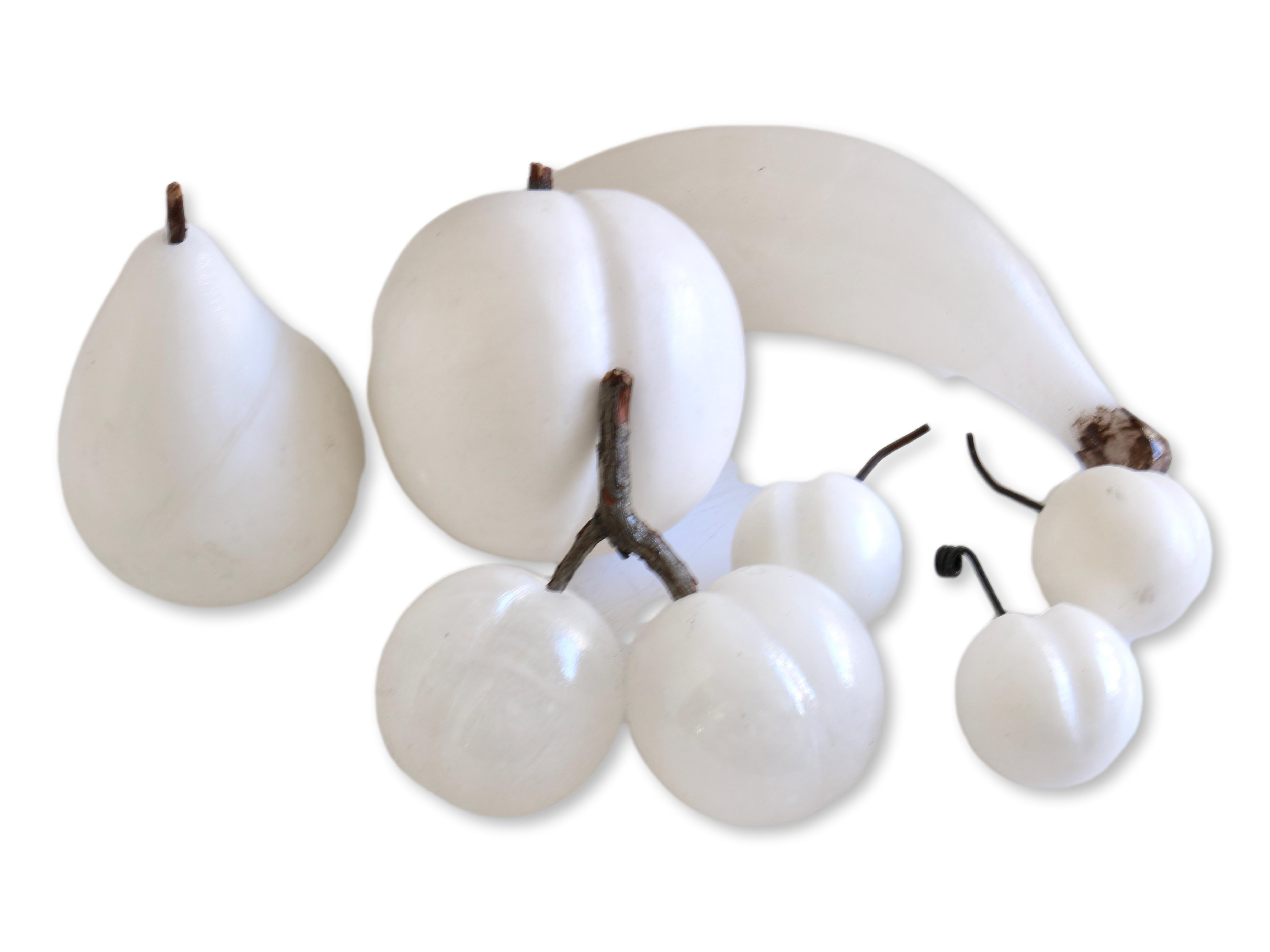 Italian White Alabaster Fruit, 7pcs