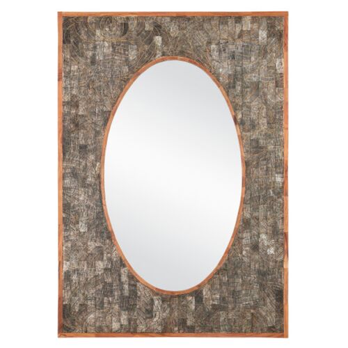 Ebba Rectangular Horn Wall Mirror, Natural