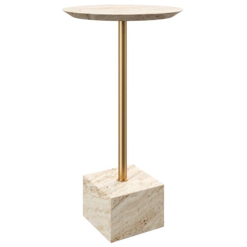 Prado Travertine Drinks Table, Natural/Gold