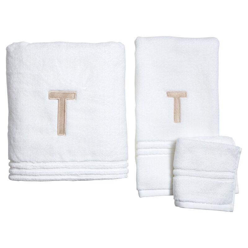 Sullivan Monogram Bath Towel Set, Sand