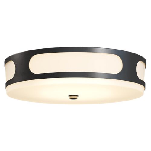 Swale Outdoor Flush Mount, Black/White