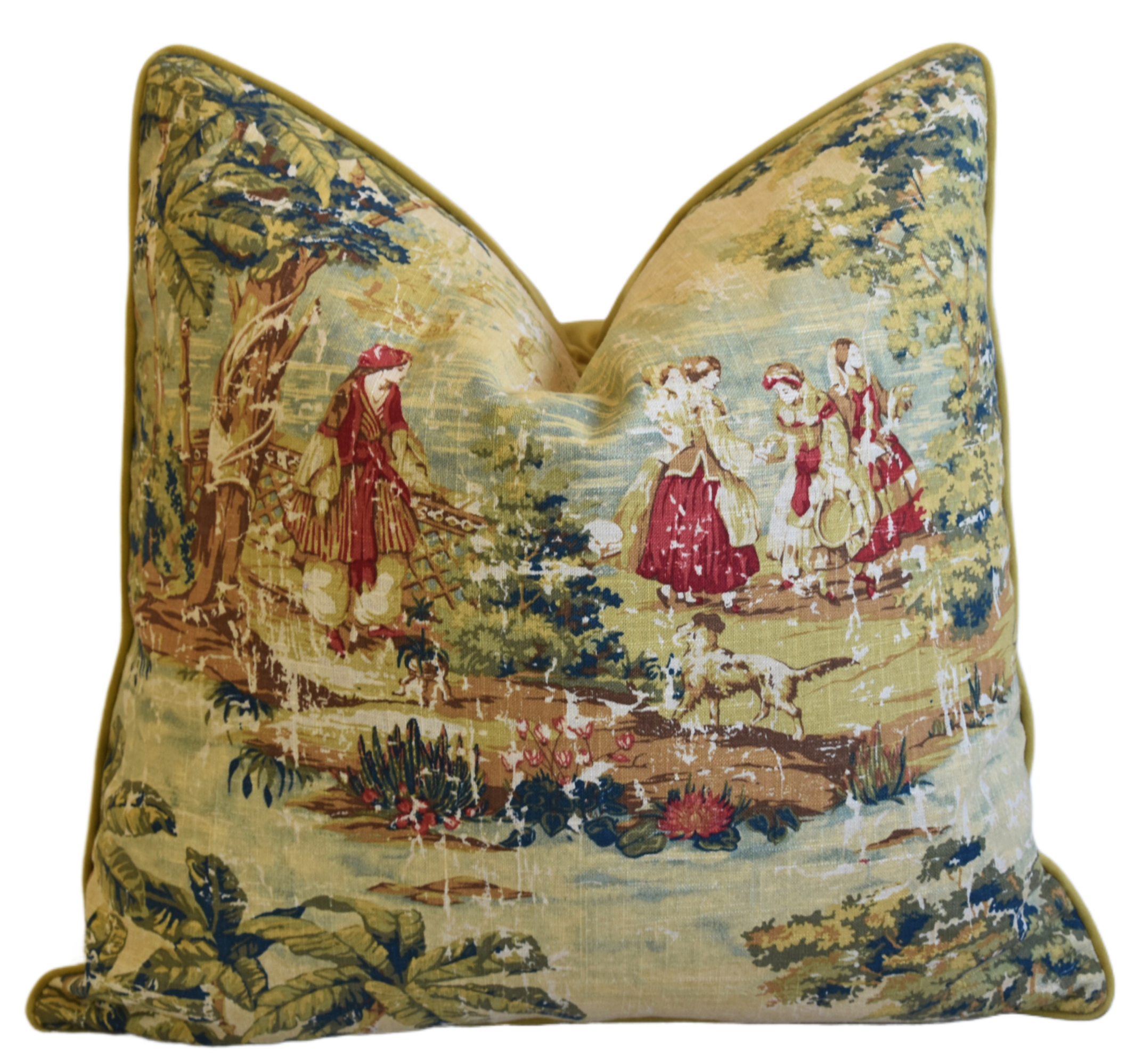 Romantic French Toile Linen Pillow~P77683973