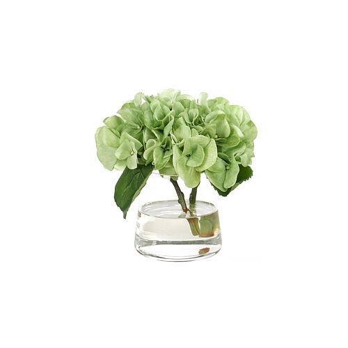 7" Hydrangea in Glass Vase, Faux 