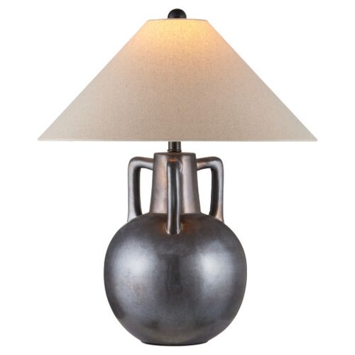 Autry Ceramic Table Lamp, Iridescent Gray
