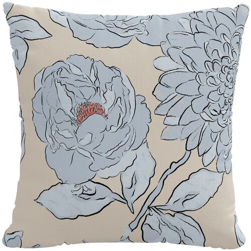 Posy Pillow, Icy Blue Floral