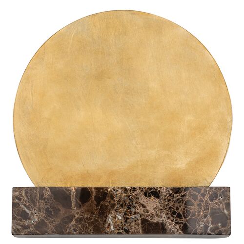 Rune Wall Sconce, Grey Emperador Marble/Vintage Gold Leaf Rune Wall Sconce, Grey Emperador Marble/Vintage Gold Leaf