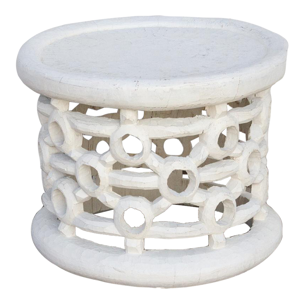 African Distressed White Tribal Table~P77659888
