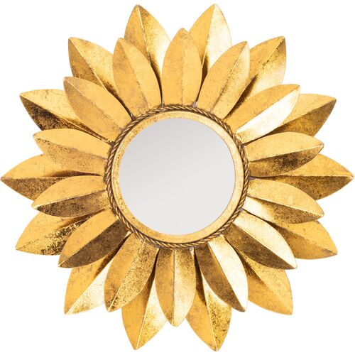 Lia Round Wall Mirror, Gold Foil~P69475797