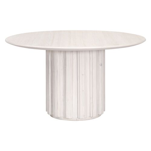 Jean 54" Round Dining Table, White Wash Pine