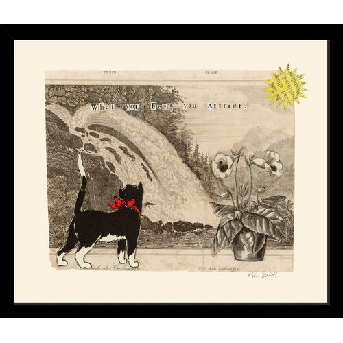 What You - 1 Cat, Collage Art Print, 14" x 12"